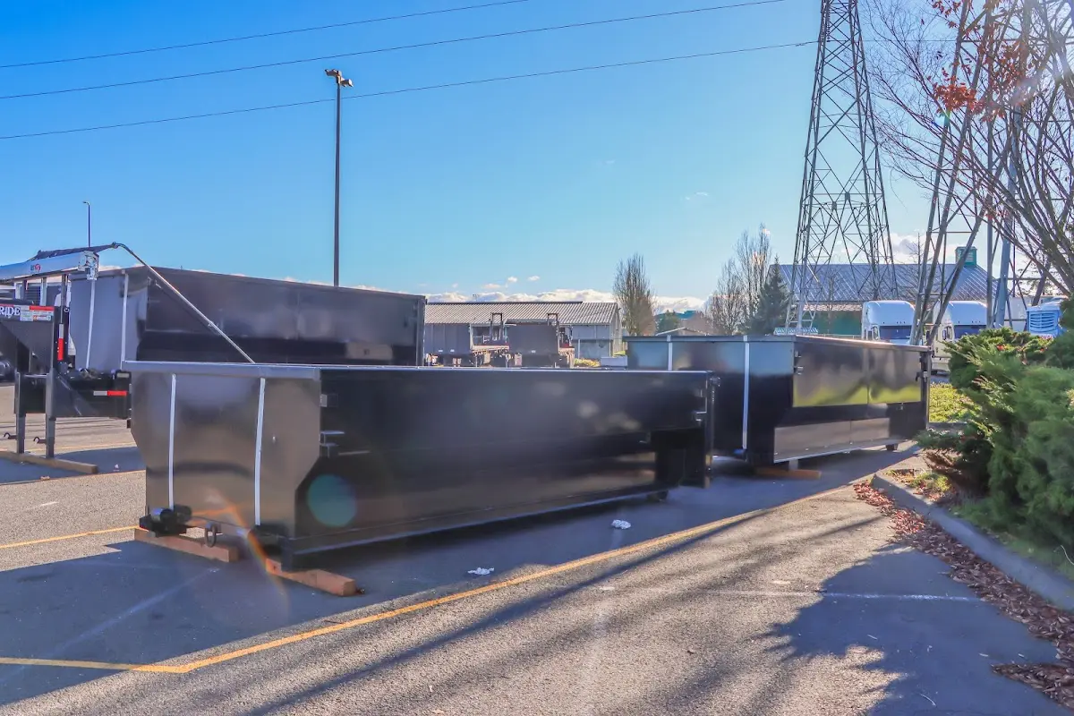 Roll-off dumpster ready for waste disposal at job site for 10 Yard Dumpster Rental in Fruitvale
